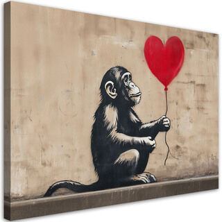 Lærred print, Abe med ballon Banksy Gadekunst