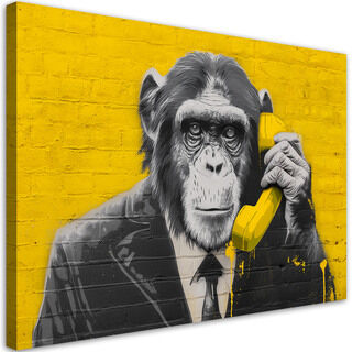 Lærred print, Abe Pop Art Gul