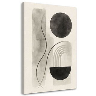 Lærred print, Geometrisk abstraktion Minimalisme Sort Akvarel