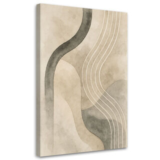 Lærred print, Abstrakte linjer Akvarel Beige