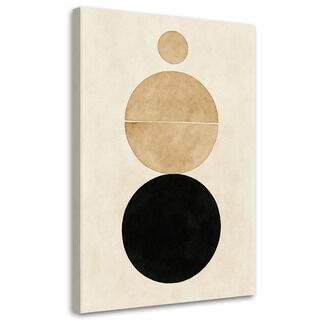 Lærred print, Cirkler Minimalisme Sort Beige Geometrisk