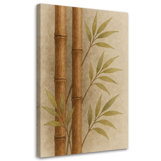 Lærred print, Bambusblade akvarel beige natur