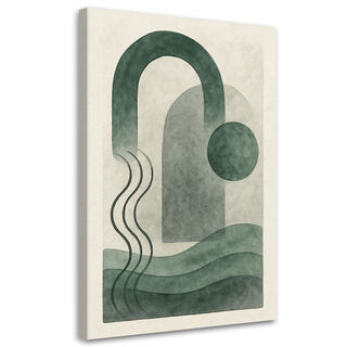 Lærred print, Geometrisk abstraktion grøn akvarel minimalisme