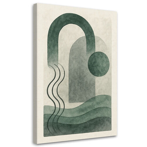 Lærred print, Geometrisk abstraktion grøn akvarel minimalisme