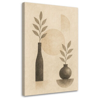 Lærred print, Botanik vase minimalisme beige moderne