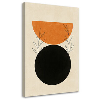 Lærred print, Blade Minimalisme Sort Orange