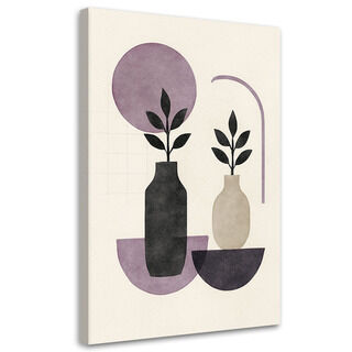 Lærred print, Planter Vase Abstrakt Lilla Beige Minimalisme