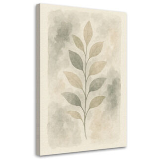 Lærred print, Botaniske blade Akvarel Beige Minimalisme