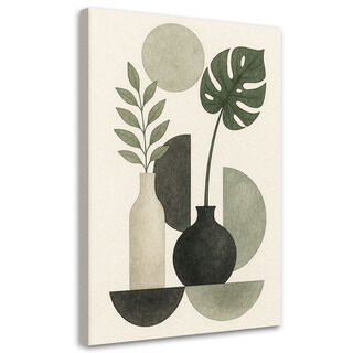 Lærred print, Botanik Natur Marineblå Minimalisme Geometri