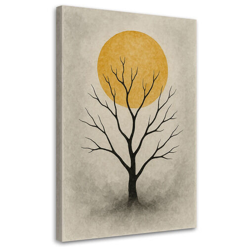 Lærred print, Træ uden blade Minimalisme Beige Sol