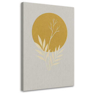 Lærred print, Blade Kvist Minimalisme Guld Lysegrå