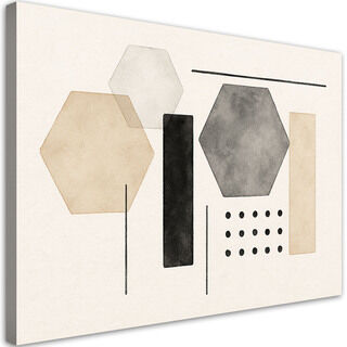Lærred print, Abstrakt geometri Minimalisme Beige Grå