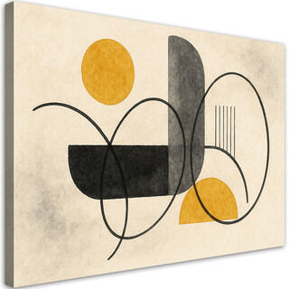 Lærred print, Geometriske linjer Beige