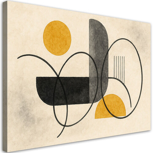 Lærred print, Geometriske linjer Beige