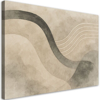 Lærred print, Abstrakt minimalisme Beige bølger