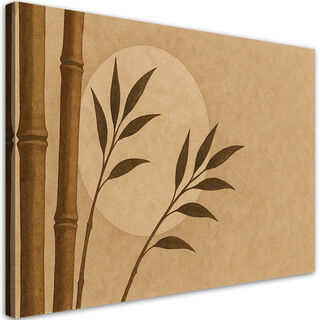 Lærred print, Bambusblade Minimalisme Sepia Zen