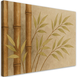 Lærred print, Bambusblade akvarel beige natur