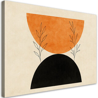 Lærred print, Geometriske figurer Planter Mursten Sort Minimalisme