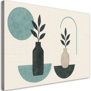 Lærred print, Vaser Minimalisme Abstrakt Turkis