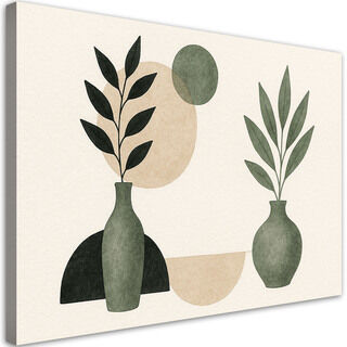 Lærred print, Vaser Grøn Minimalisme Beige Botanik