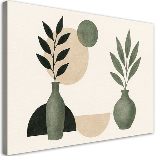 Lærred print, Vaser Grøn Minimalisme Beige Botanik