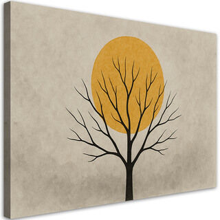 Lærred print, Træ Sol Minimalisme Beige