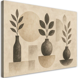 Lærred print, Vaser Bladene Abstrakt Beige Minimalisme