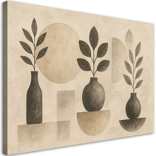 Lærred print, Vaser Bladene Abstrakt Beige Minimalisme