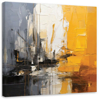 Lærred print, Impasto Abstrakt Gul