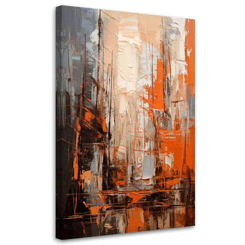 Lærred print, Abstrakt akryl orange brun moderne