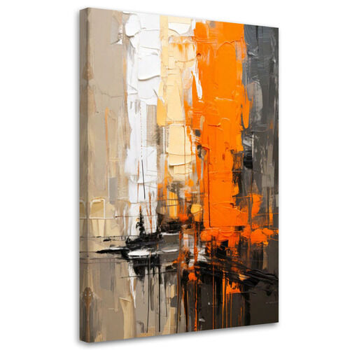 Lærred print, Moderne abstrakt orange grå beige
