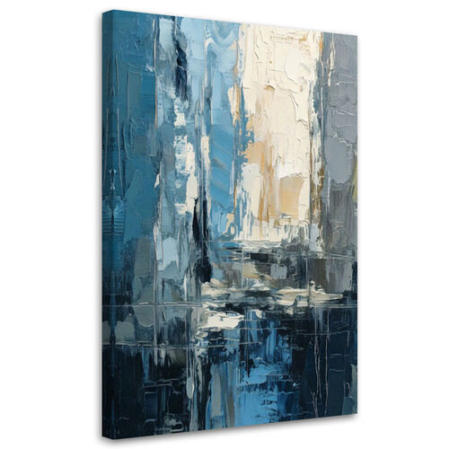 Lærred print, By abstraktion akvarel blå grå