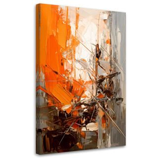 Lærred print, Geometrisk abstraktion orange grå moderne