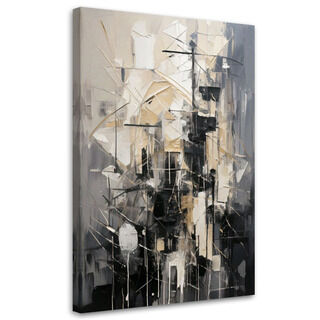 Lærred print, Urban by abstraktion grå beige minimalisme