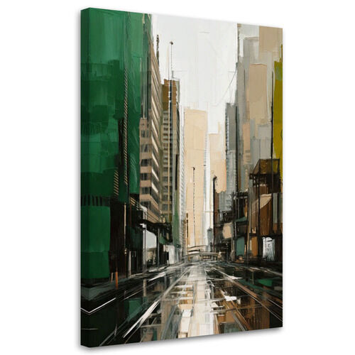 Lærred print, Moderne bygade Sort Grøn Urban