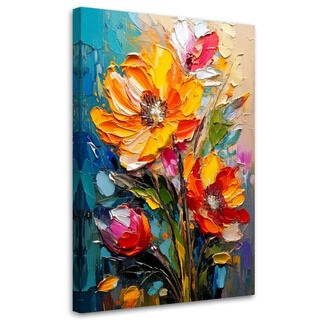 Lærred print, Blomster Impressionisme Gul Orange Farverig Unik