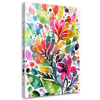 Lærred print, Blomster Blade Akvarel Farverig natur