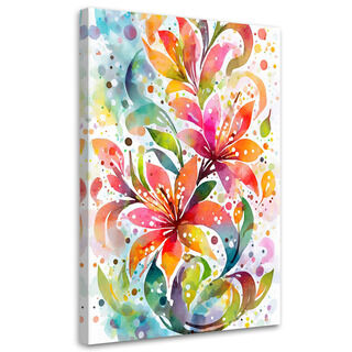 Lærred print, Blomster Liljer Akvarel Farverig natur