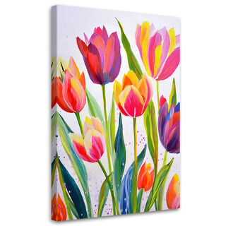 Lærred print, Tulipaner Akvarel Farverig natur Forår