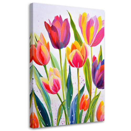 Lærred print, Tulipaner Akvarel Farverig natur Forår