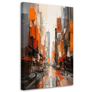 Lærred print, Bygade Perspektiv Abstraktion Orange Moderne