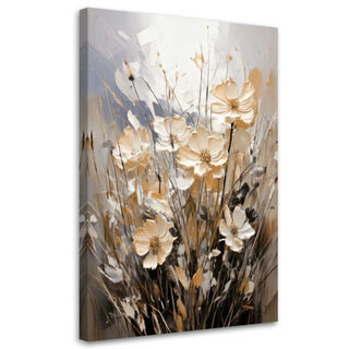 Lærred print, Blomster Akvarel Beige Natur Minimalisme