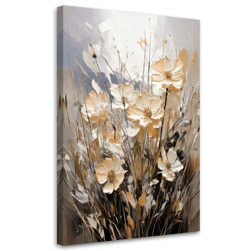 Lærred print, Blomster Akvarel Beige Natur Minimalisme