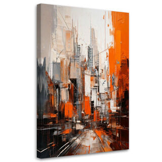 Lærred print, Moderne by Abstraktion Orange Fed