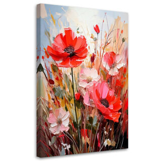 Lærred print, Vilde blomster Akvarel Rød Natur