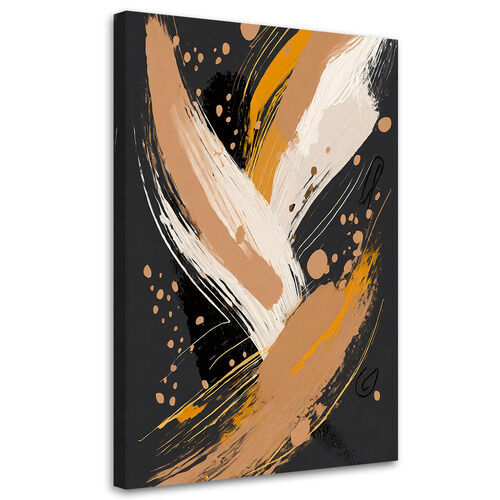 Lærred print, Abstrakt pensel beige mørk baggrund