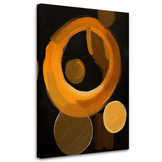 Lærred print, Abstrakte cirkler akryl orange sort