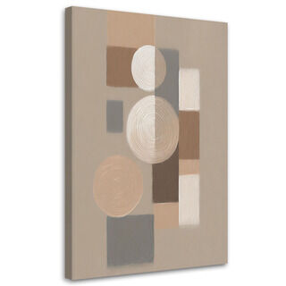 Lærred print, Cirkler rektangler abstrakt beige minimalisme