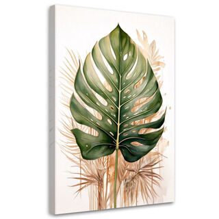 Lærred print, Grøn akvarel monstera blad natur