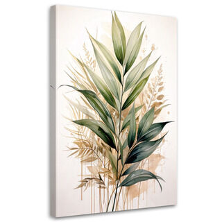Lærred print, Grøn akvarel planter blade natur